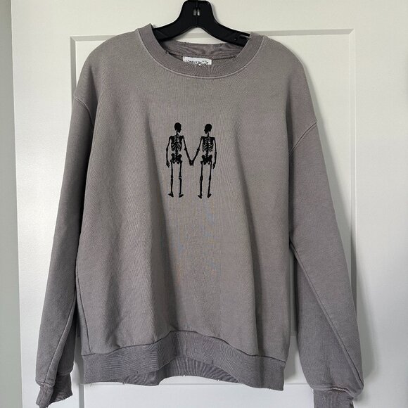 Lonely Ghost Halloween Skeleton Sweatshirt - Picture 1 of 5